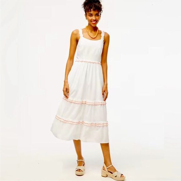 J Crew Factory NWT Scalloped Trim Midi Dress Size 10 - Picture 1 of 13